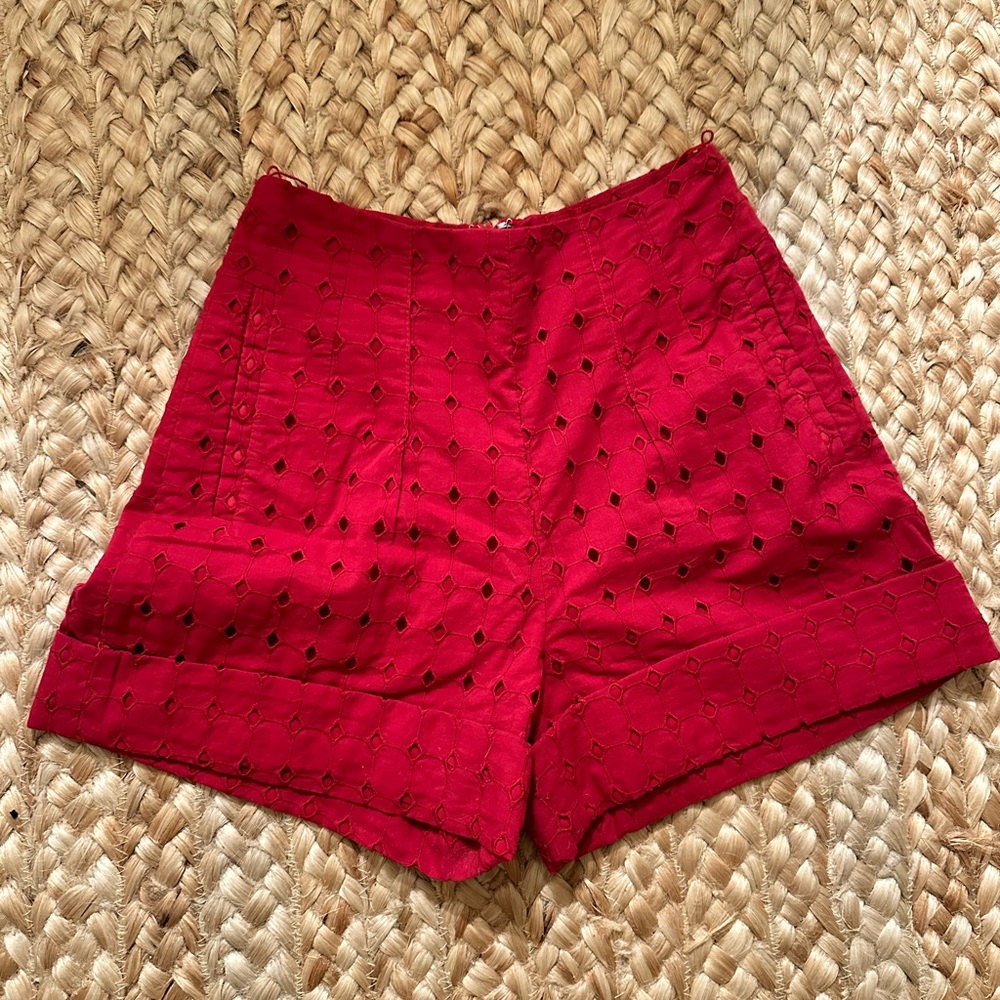 Cult Gaia Red Cotton Shorts (Size XS)